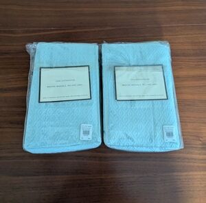 Pair Pottery Barn Blue Matelasse Diamond Pillow Shams Standard Size New